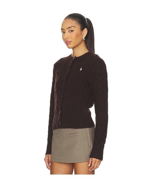 Cable Knit Wool Cashmere Cardigan Polo Ralph Lauren de color Black