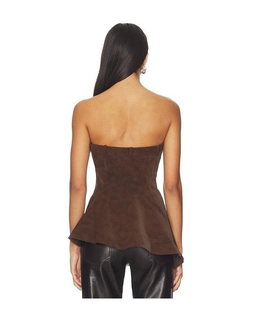 AMUR Brown Augusta Bustier Peplum Top