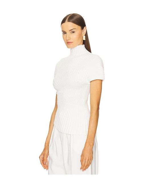 Cult Gaia White Annemie Knit Top