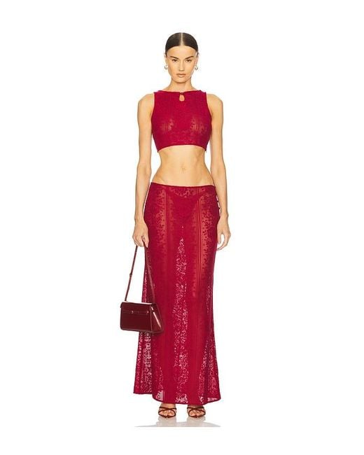 LOBA Red Laura Maxi Skirt