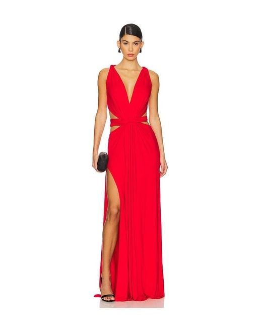 Sid Neigum Red 4 Way V Neck Knot Dress
