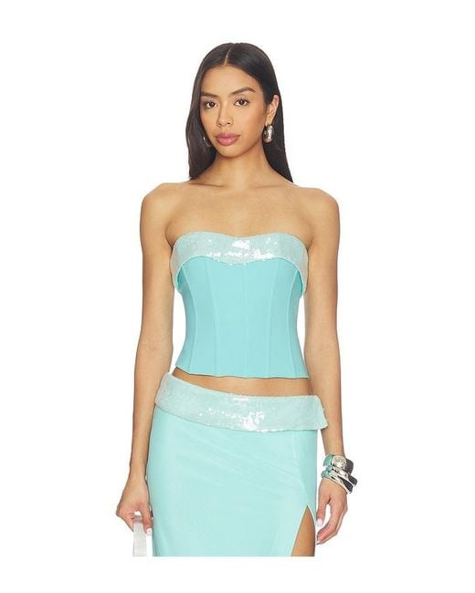 Tiger Mist Blue Sequin Bust Corset