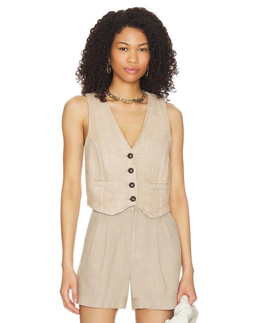 Free People Charley Linen Vest in Natural | Lyst