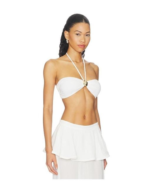 Adriana Degreas White Solid Bandeau Top