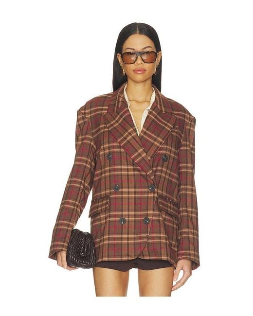Free People Brown Dean Double Breasted Blazer