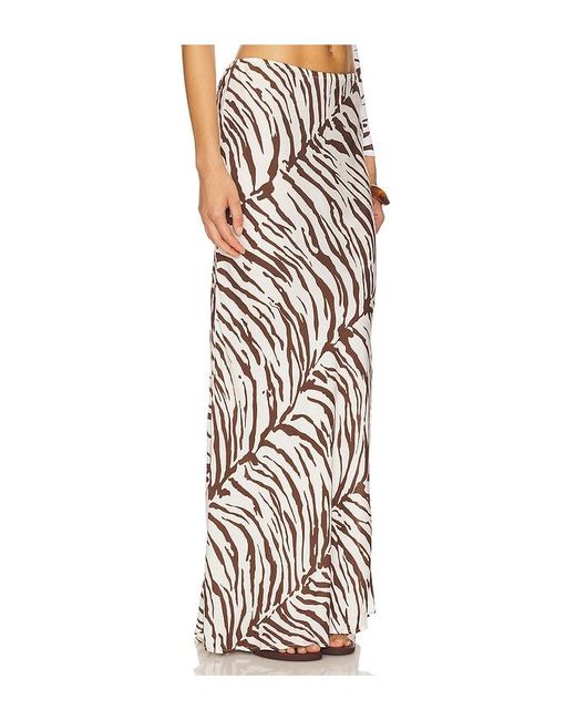 Indah White Lana Printed Simple Bias Maxi Skirt
