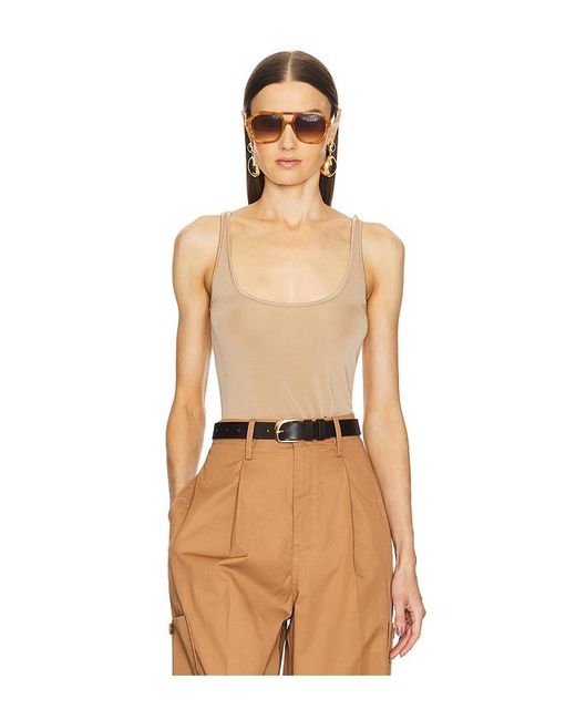 Helsa Natural Sheer Acetate Barely Tank Top