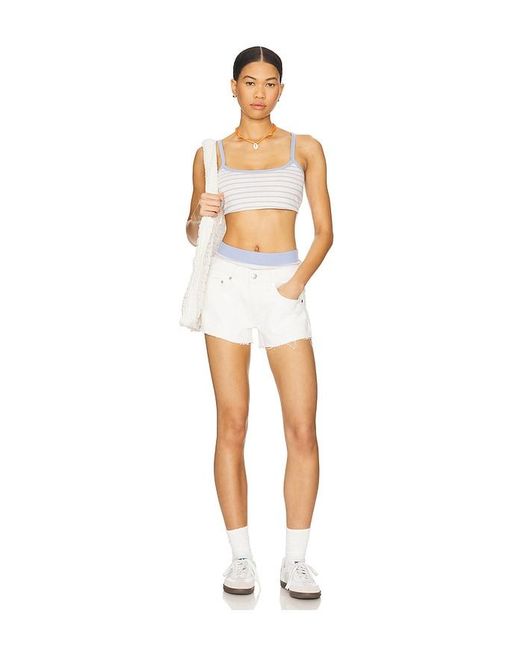 EB DENIM White Abgeschnittene Hose Mit Niedrigem Bund