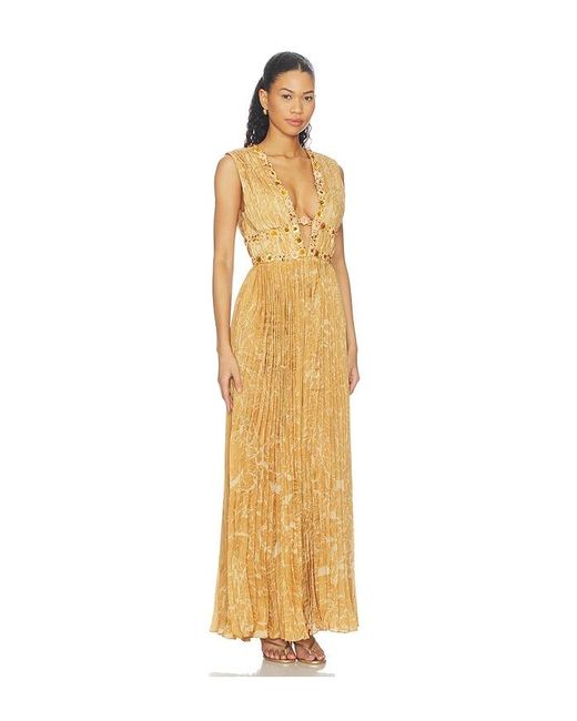 La Fuori Metallic Honeydew Draped Gown