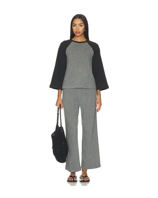 Bobi Gray Color Block 3/4 Sleeve Raglan