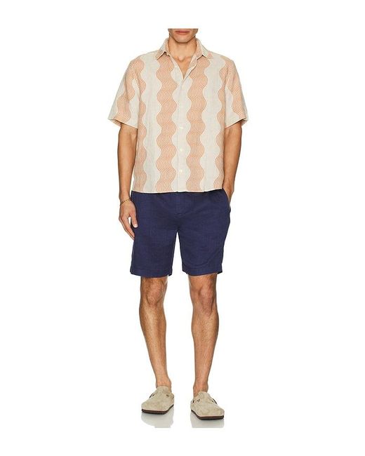 Frescobol Carioca Blue Felipe Linen Shorts for men