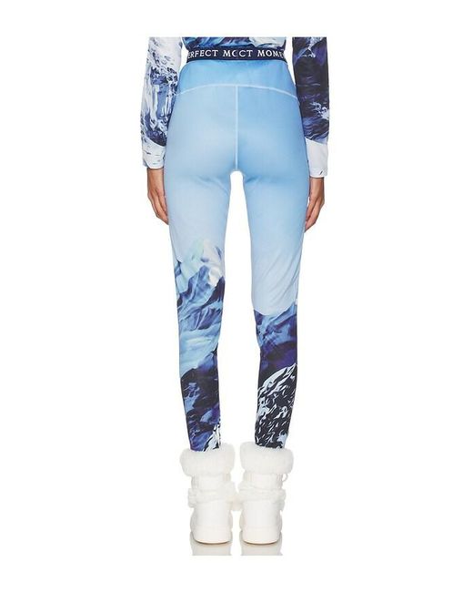 Perfect Moment Blue Printed Base Layer Leggings