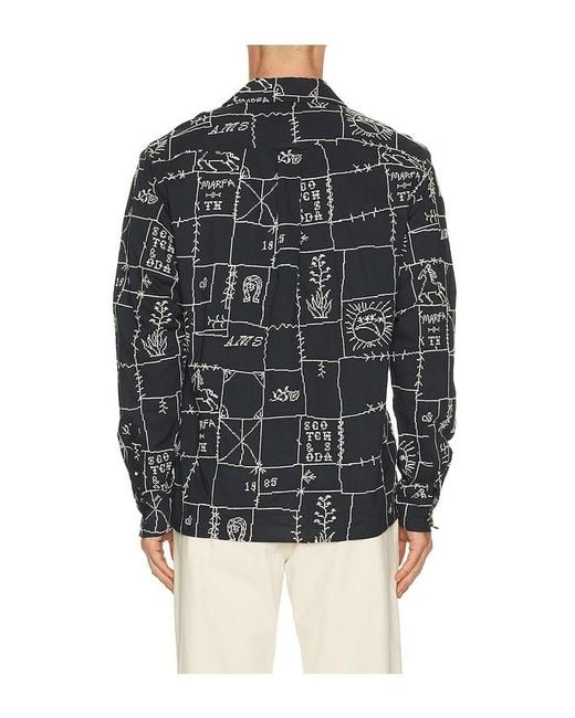 Scotch & Soda Black Allover Embroidered Shirt for men