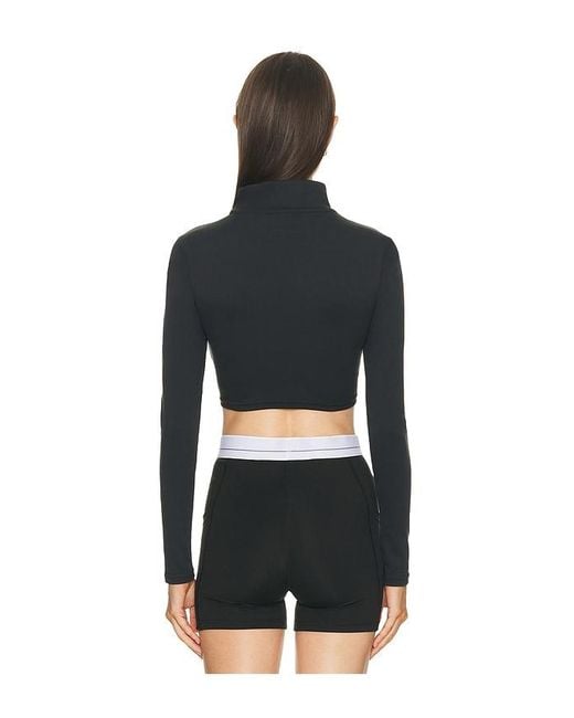 Gold Hinge Black Athletic Half Zip Crop Top