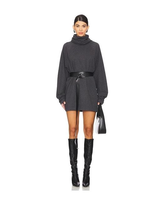 Norma Kamali Black Oversized Raglan Sleeve Turtleneck Mini Dress