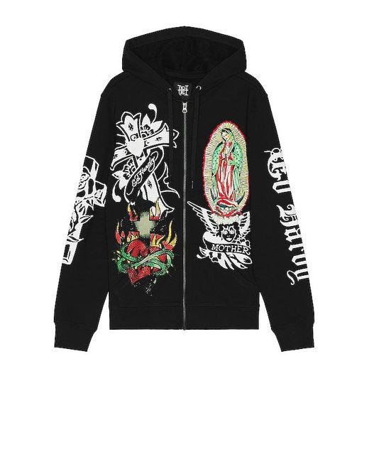 Ed Hardy Black Mother Mary Hoodie for men