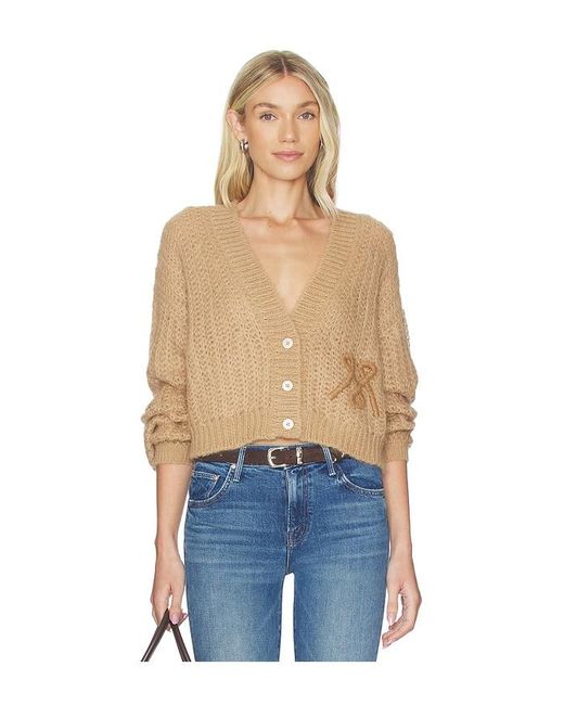 Mother Blue The Puffy Sleeve Varsity Cardigan