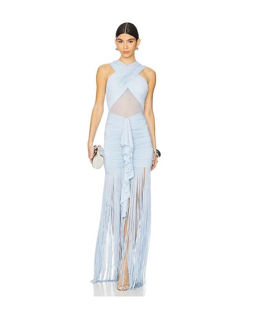 Bronx and Banco Blue Valeria Fringe Maxi Dress