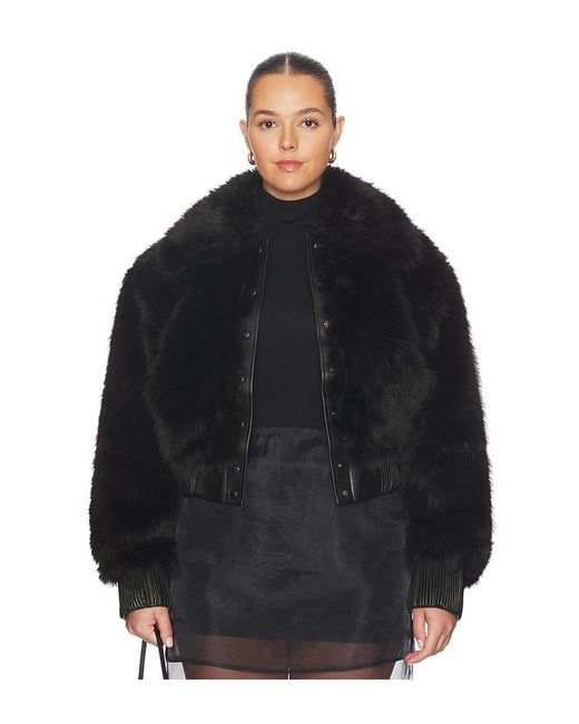 AFRM Black Adelaide Faux Fur Bomber Jacket