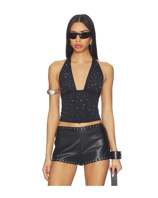 superdown Black Sheren Studded Top