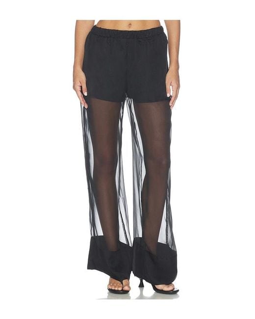 WeWoreWhat Black Pull On Sheer Trouser Pant