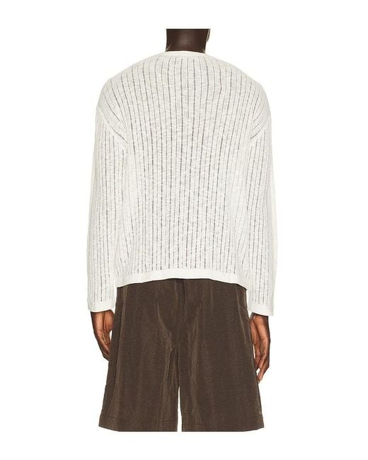 Commas White Pointelle Knit Sweater for men