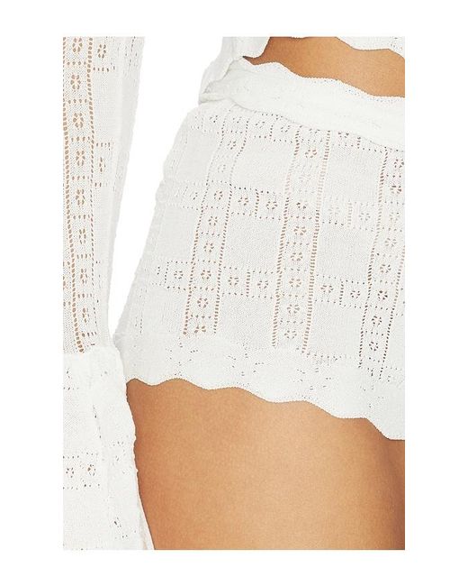 For Love & Lemons White Bayberry Pointelle Shorts