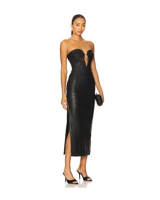 Bardot Black Eleni Faux Leather Midi Dress