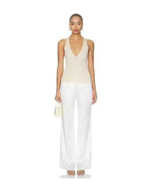 Lovers + Friends White Rosanna Metallic V Neck Top