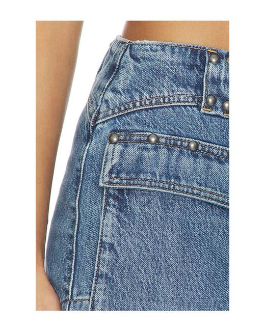 Free People Blue X We The Free Hera Studded Denim Mini Skirt