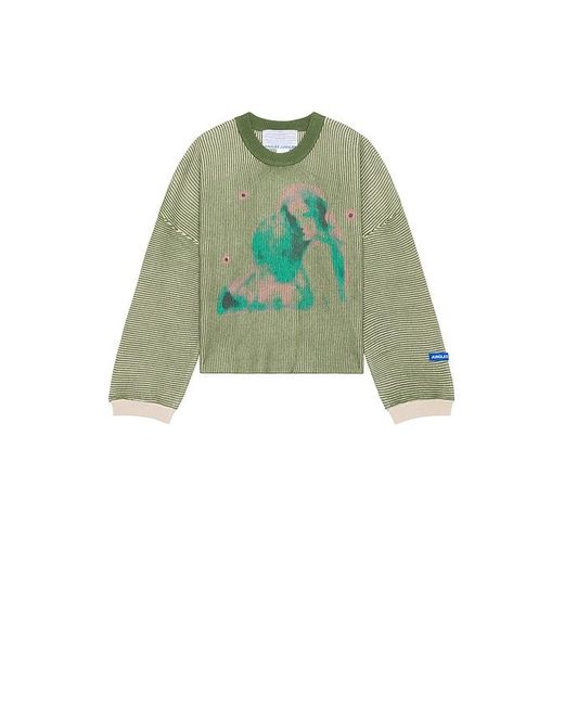 JUNGLES Green Embrace Two Tone Rib Knit Sweater for men