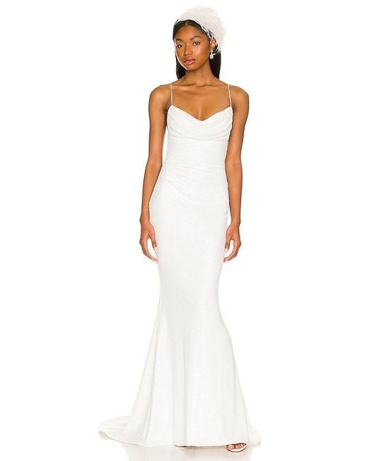Katie May White All A Dream Micro Sequin Gown