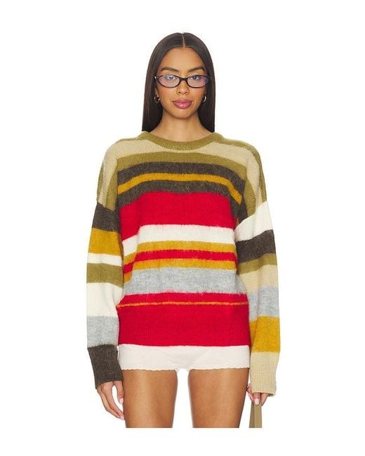 GUIZIO Red Oversized Stripe Jumper