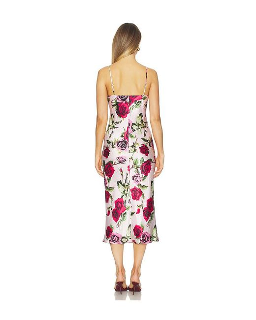 L'Agence Red Seridie Mid Length Slip Dress