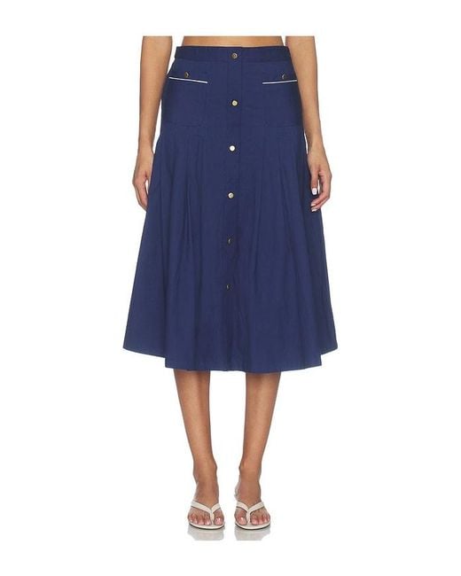 SER.O.YA Blue Yumi Poplin Skirt