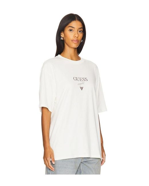 Guess White Printed Baker Logo Tee for men