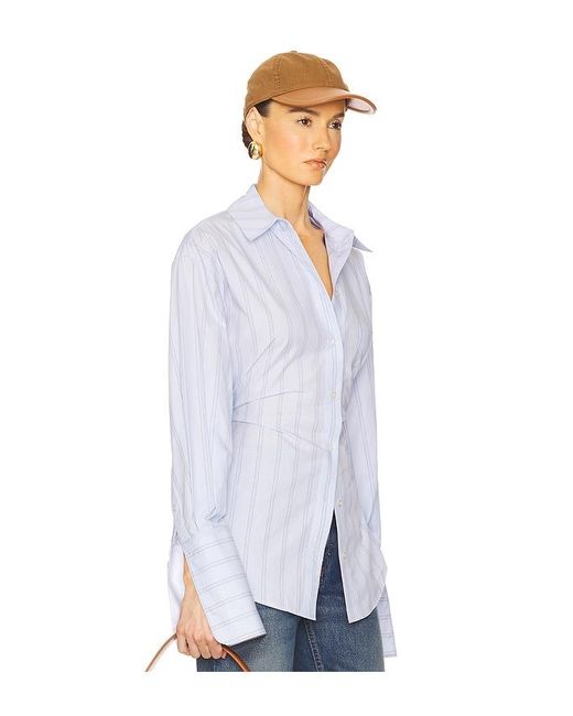 Helsa White Hemd Stripe Poplin Lace Back