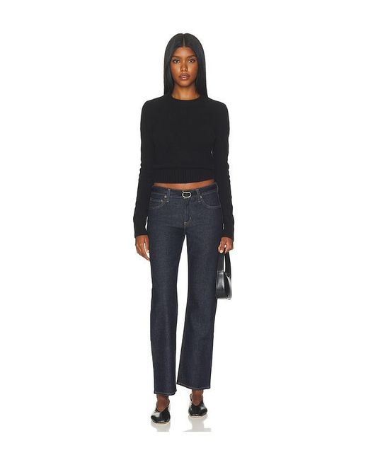 Enza Costa Black Cashmere Shrunken Crew
