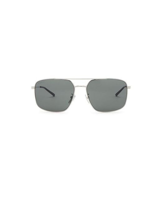Gucci Metallic Web Stripe Rectangular Sunglasses for men
