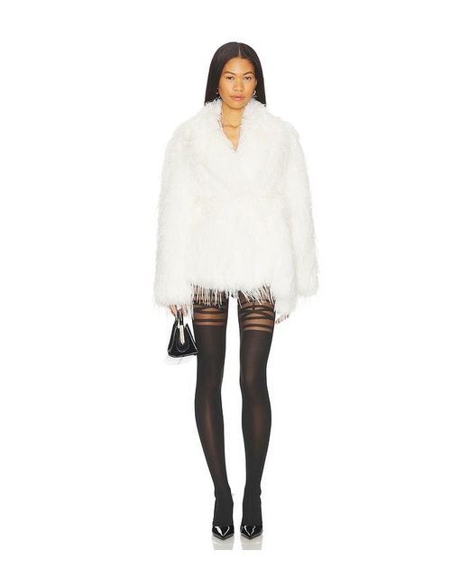 Lamarque White Isla Faux Fur Coat
