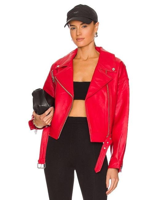 ENA PELLY Red Grace Leather Jacket