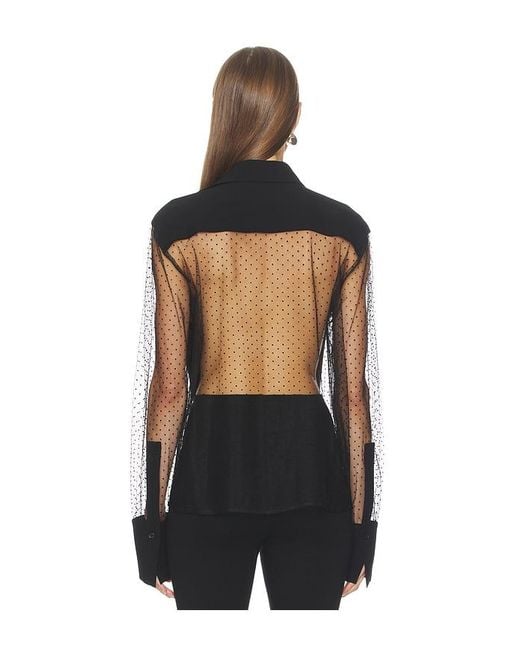Sans Faff Black Meghan Panelled Polka Silk Blouse