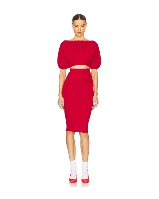 Helsa Red Luella Midi Skirt