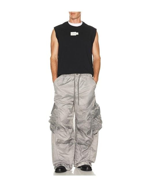 Feng Chen Wang Gray Sand Washed Nylon Cargo Pants for men