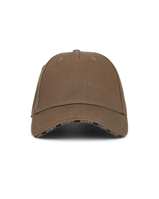 AllSaints Natural Sandwich Brim Logo Baseball Cap for men