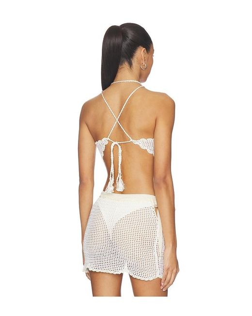 MY BEACHY SIDE White Isla Hand-Crocheted Top