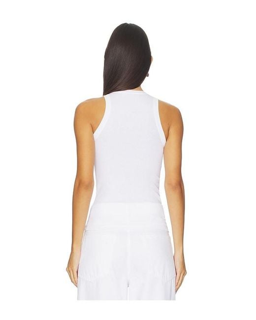 AYA MUSE White Simple High Neck Tank Top