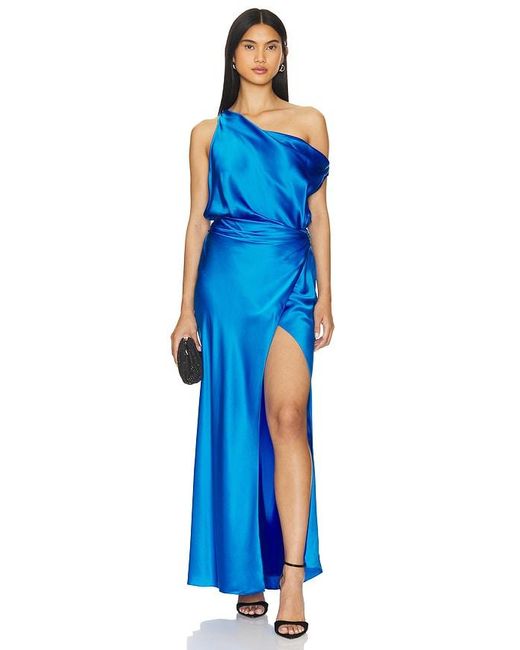 The Sei Blue Asymmetrical Cowl Wrap Dress