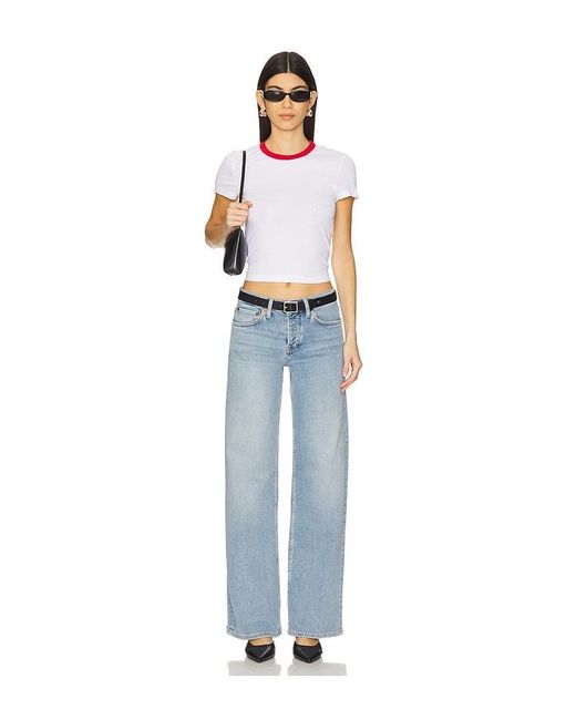 Re/done Blue Mid Rise Wide Leg Jeans