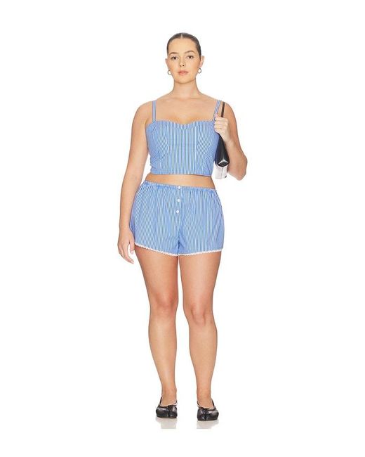 GOOD AMERICAN Blue Poplin Bustier Cami Top